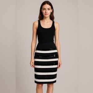 🤍🖤White House Black Market Black and White Sequin Pencil Skirt🤍🖤